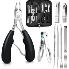 GothicBride Professional Toenail Nail Clippers Set of 8 Nail Clippers for Strong Toenails Set Stainless Steel Nail File Nail Scissors Set Repair for Thick and Ingrown Toenails