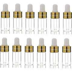 VASANA 12pcs 3ml Mini Empty Essential Oil Dropper Bottles Sample Packaging Ampoules with White Rubber Cap Cosmetic Perfume Sample Holder Liquid Holder Makeup Beauty Tool