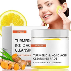 Kurkuma-Kojisäure-Pads, Kojisäure- und Kurkuma-Reinigungspads, Kurkuma-Kojic-Pads, Gesichtsreinigungspads, Gesichtspads, Kurkuma-Peeling, Kurkuma-Reinigungspads für dunkle Flecken, 55 Stück