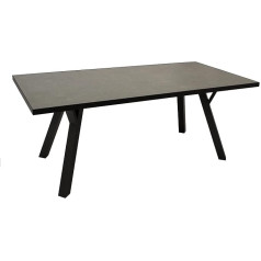 DEGAMO Manciano Garden Table 90 x 180 cm, Frame Aluminium Dark Grey, Table Top Glass in Ceramic Look, Dark Grey, Weatherproof