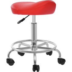 Etrhdfyts Rollhocker Höhenverstellbar, 360° Drehbarer Sitz Barhocker Sattelhocker für Büro Salon Friseur Pubs Massage Spa (Rot)