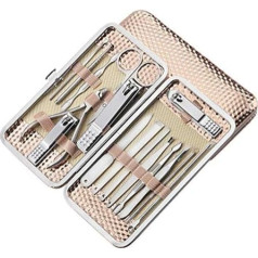 Lurrose 16 Pieces Stainless Steel Manicure Kit Nail Scissors Dead Skin Cuticle Pusher Tool for Men Women