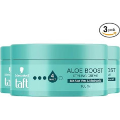 TAFT Styling Creme Aloe Boost Haltegrad 4 (3x 100 ml), sanftes & pflegendes Haarwachs mit Aloe Vera-Komplex & Niacinamid, Styling Wax für natürliche Looks und langanhaltenden Halt