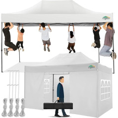 COBIZI Pavillon 3x4,5 Wasserdicht Stabil Winterfest mit 4 Seitenwand,Popup Faltpavillon Partyzelt,Faltbarer Sonnenschutz Gartenpavillon für Strand Hochzeit Camping mit Handtasche(3 mal 4,5m Weiss)