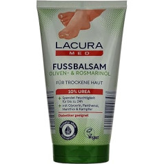 Lacura Med Foot Balm 10% Urea with Menthol & Camphor Olives & Rosemary Oil Dry Skin Vegan 150 ml (Pack of 2)