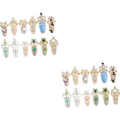 WOONEKY 24 Pieces Nail Set Ring Nail Charm Display Fingertip Rings Nail Art Charm Crown Gift Christmas Money Gifts Christmas Nails Jewellery Chic Nail Ring Decoration Alloy