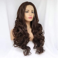 RainaHair Lace Front Wig Brown Long Wavy Synthetic Realistic Soft Hair Heat Resistant Daily Wear Hair 180 Density 66 cm (Natural Brown/Lace FontoWig)
