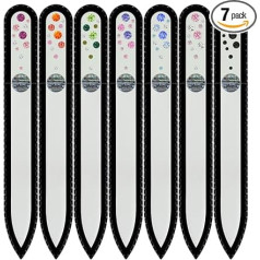 Mont Bleu Set of 6 + 1 Free Handmade Glass Nail Files Decorated by Hand Crystals from Swarovski - Real Tempered Glass