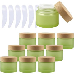 ZEOABSY Pack of 12 Empty Matte Green Glass Cream Jar 50 ml with Lid, Green Glass Screw Lid Glass Jar Screw Jar Glass Jar Ointment Jar Cosmetic Container for Gels Creams