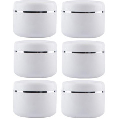 6 x Empty Plastic Jars with Inner Lining and Screw Lids White 250g Refillable Makeup Cosmetic Face Cream Lip Balm Lotion Storage Container