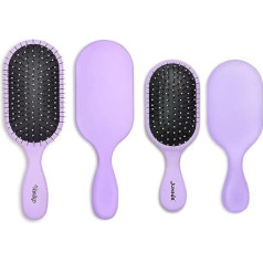 NuWay 4Hair! Pro 2 Piece Brush Set for All Hair Types (Detangles Thin, Fine, Thick, Wet, Curly, and Natural Hair) - Reduced Static! - Hair Dryer Safe! (Purple)