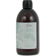 100% Pure Golden Jojoba Oil 500 ml - Cold Pressed, Unrefined, Vegan, Hexane Free, No GMO. A Perfect Aromatherapy and Massage Base Oil 500 ml