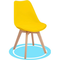 Dekohome 1 x Nordic Style Dining Chair Kitchen Chair with Durable Beech Wood Cover and Legs Yellow