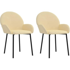 Vidaxl Dining Room Chairs, Set of 2, Dining Room Chairs with Armrests, Dining Chair, Kitchen Chair, Metal/Plywood Frame, Chair for Dining Room, Kitchen, Cream Velvet