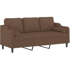 Vidaxl 3-Seater Sofa, Couch with Decorative Cushions, Recliner Sofa for Living Room, Upholstered Sofa, Armchair, Relaxing Sofa, Lounge Sofa, Relaxing Couch, Brown Fabric
