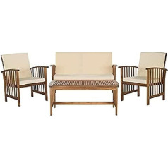 Safavieh EUP7007A Havana Outdoor Dining Set - Teak Brown/Ecru (4-Piece)
