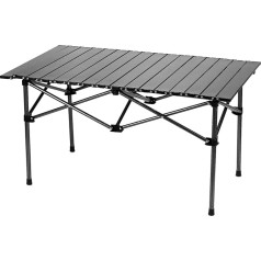 Qwork ® Folding Camping Table, Travel Table, 95 x 55 x 50 cm, Black, for Barbecue, Travel, Fishing, Picnic