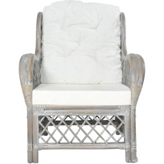 Uluyyuc Couch Bar Floor Sofa Sofas & Couches Sofa Bed - Armchair with Cushion Grey Natural Rattan and Linen for Lounge Party Garden Patio