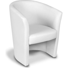 Dmora - Abrera Living Room Armchair, Upholstered Seat, Chair with Faux Leather Armrests, 64 x 63 x 76 cm, White