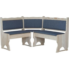 K Koma Solid Wood Corner Bench with Upholstery - Natural & Modern, Dark Grey, Untreated (100 x 120 cm)