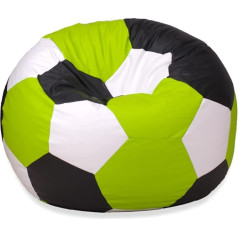 Egato Football Seat Cushion, 80 cm Diameter, Relaxing Pouffe in Ball Shape with EPS Bead Filling (Light Green-Black)-White
