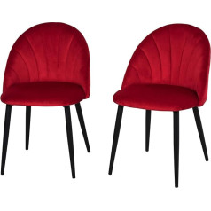 Homcom Dining Chair, Velvet (100% Polyester), Metal Legs, Red, 50 L x 54 P x 79 cm