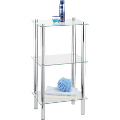 Wenko Exclusiv Yago 15851100 Household- and Bathroom-Shelf with 3 Glass Shelves 40x30x74 cm Chrome