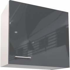 Berlioz Créations PRIMA PG6HPG Wall-Mounted Kitchen Cupboard with 1 Decorative Door in Glossy Grey, 60 x 33.3 x 55.4 cm, 100% Made in France