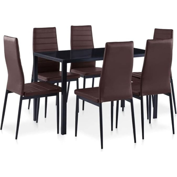 Vidaxl Dining Room Table Set 7-Piece Dining Room Table Set Kitchen Table Dining Room Chair Table Set Dining Table with 6 Chairs Brown