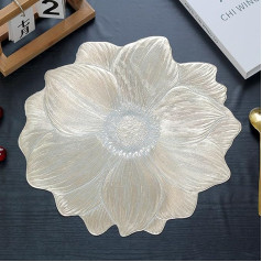 Mesnt Tischset PVC Blumen, 6er-Set Lotusblume hitzebeständig Platzsets, Küchen-Tischsets für Esstisch, 38x38cm, Gold