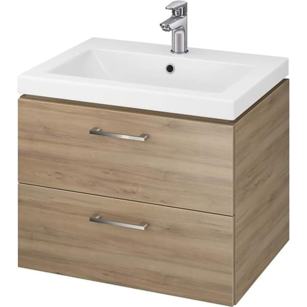 Vbchome Lara Vanity Unit with 2 Drawers, Walnut, Bathroom Furniture, Sizes 50 / 60 / 80 cm