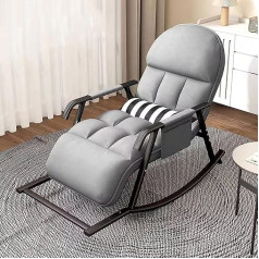 Kanghing Rocking Chair Living Room Modern Rocking Chair with Reclining Function, Rocking Chair with Side Pocket, Rocking Chair with Adjustable Footrest, Rocking Chair for Living Room, Bedroom (Grey)
