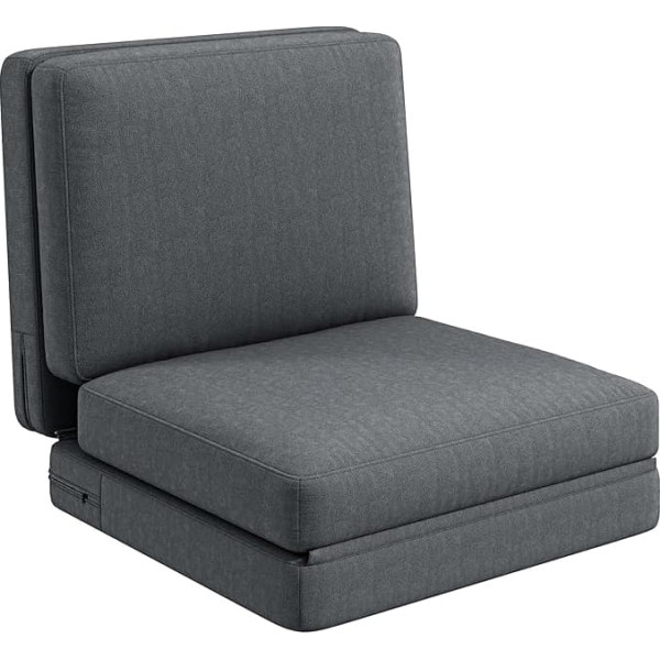 Homcom Floor Sofa 3-in-1 Folding Sofa Bed with Velvet Look, Padded Sofa Bed up to 240 kg Load Capacity for Bedroom, Living Room, Dark Grey