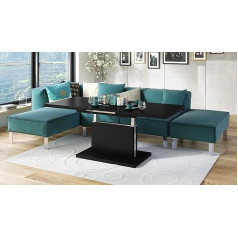Mazzoni Aston Design Coffee Table Matte Black Infinitely Height Adjustable Extendable 120 to 200 cm Dining Table