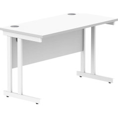 Office Hippo Essentials Rectangular Desk Computer Workstation Desk for Office or Home Office with Cable Connection Management 120 x 60 cm Arctic White Frame