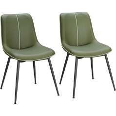 Vasagle Dining Chairs Set of 2 Kitchen Chairs Upholstered Chairs Faux Leather Adjustable Feet Steel Legs Curved Back for Dining Room Kitchen Forest Green LDC140C02