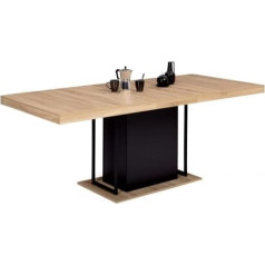 Idmarket - UGO Extendable Rectangular Dining Table for 6-10 People Wood Effect Beech and Black 160-200cm