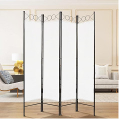 Todeco - Screen Wall , Room Divider - Panel : 100% Polyester - Number of panels: 4 - 70.9 x 63 inch, White