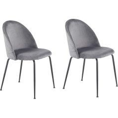 Meubletmoi 2 Chairs Velvet Grey and Black Metal Legs - Fara