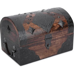 Ajuny Handmade Pirate Treasure Chest Storage Box for Jewellery with Handle Versatile Keepsake Jewellery Box Ring and Necklace Storage Ideal Gifts 9 x 6 Inches