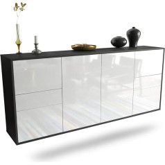 Dekati Beaumont Sideboard Hanging (180 x 77 x 35 cm) Body Anthracite Matt - Front High Gloss White - Push to Open - Smooth Running Rails