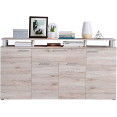 Forte Pablo Chest of Drawers with 4 Doors and 1 Drawer, Composite Wood, 59.9 x 90 x 169.3 cm