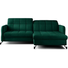Lenart FRIDERIK-EU Corner Sofa with Sleep Function and Bed Box [Left with Stool - Bottle Green] Living Room Furniture, Sofas & Couches, Corner Sofa, Corner Couch with Sleep Function, Sofa Bed with Bed Box