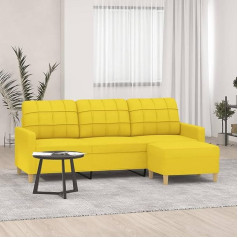 Somanki 3201006 3-Seater Sofa with Stool, Light Yellow, 180 cm Fabric, Sofas & Couches, Sofa Living Room, Sofa for Teenager's Room, Relaxing Sofa, Sofa for Bedroom, Upholstered Sofa