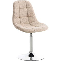 CLP Lounger Emil Fabric Dining Chair with Quilted Seat, Swivel Chair with Trumpet Base in Chrome Look, Colour: Cream