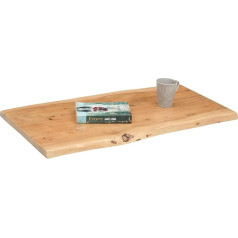 SAM Louisa Wooden Top, 60 x 40 cm, Solid Acacia Wood Table Top + Oak Colour, Wane Edge Plate for DIY, Suitable for Worktops, Tables and Window Boards