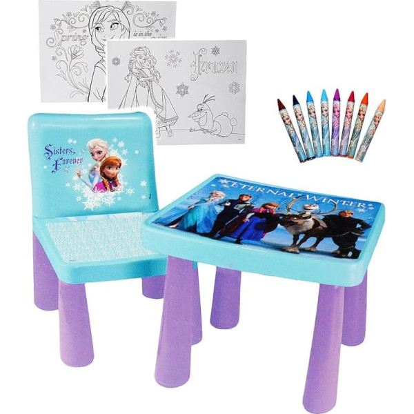 Alles-Meine.de Gmbh Table & Chair Set Including Colouring Pages + Pens - Disny Frozn - Colouring Table / Drawing Table / Desk / Play Table - for Children from Art