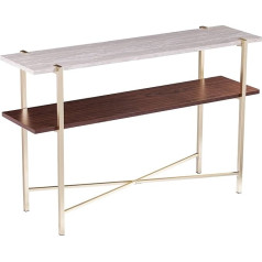 Sei Furniture Ardmillan Konsolentisch, zweistöckig, Kunstmarmor, Messing, dunkler Tabak, Weiß