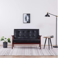 Ciadaz 2 Seater Sofa Couch for Living Room Apartments Lounge Sofas & Couches Recliner Sofa Black Faux Leather
