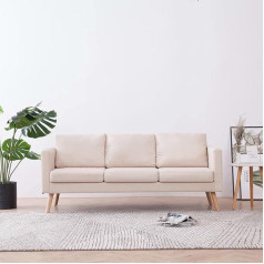 Arkem 3-Seater Sofa Fabric Cream White Sofa Garden Sofa Lounge Set Outdoor Microfibre Fabric Floor Sofa with Sleep Function